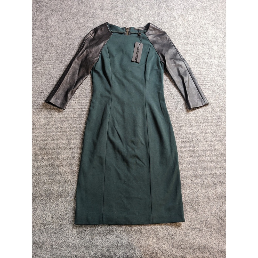 Mackage Bodycon Jade/Black Leather 3/4 Sleeve Womens size 2 NWT
